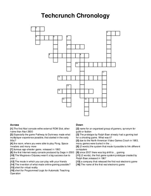 Techcrunch Chronology Crossword Puzzle