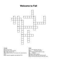 Welcome to Fall crossword puzzle