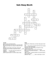 Safe Sleep Month crossword puzzle