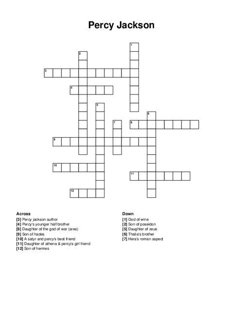 Percy Jackson Crossword Puzzle