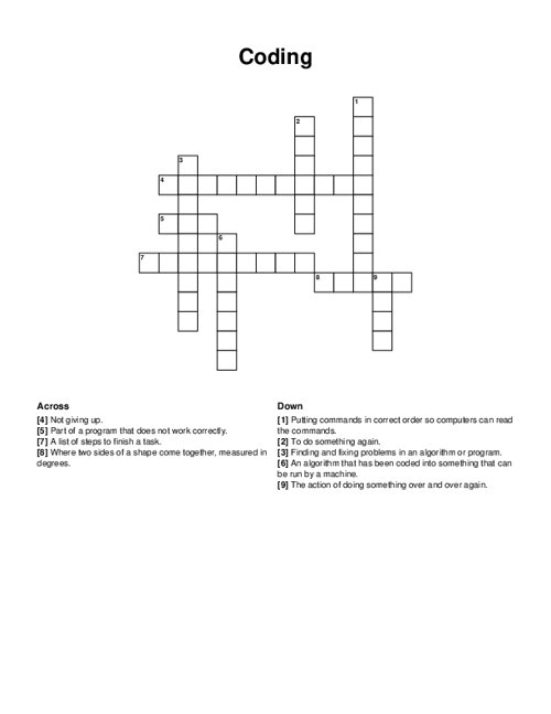 Coding Crossword Puzzle