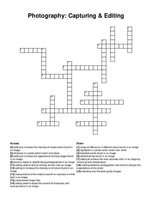 Photography: Capturing & Editing Crossword Puzzle