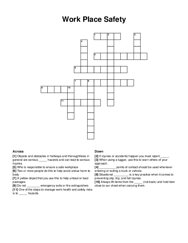 Work Place Safety crossword puzzle