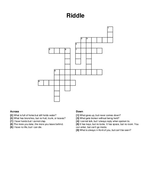Riddle Crossword Puzzle