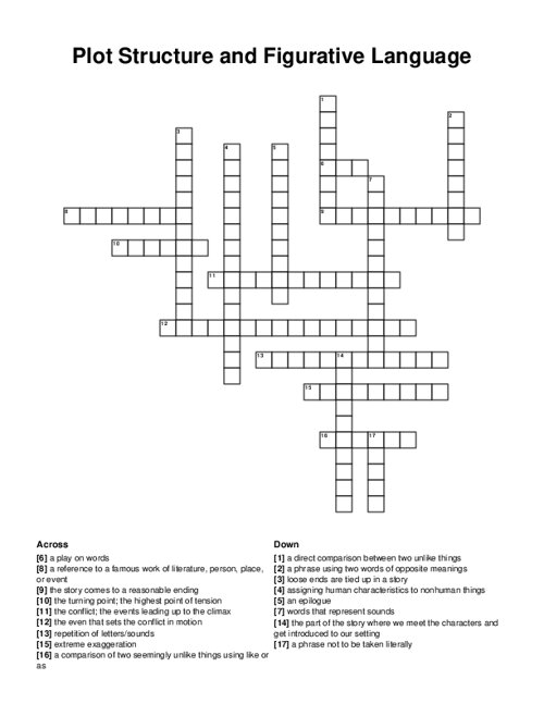 Plot Structure and Figurative Language Crossword Puzzle