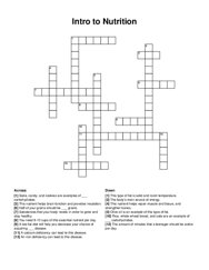 Intro to Nutrition crossword puzzle