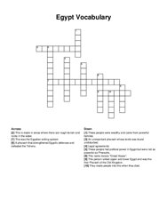 Egypt Vocabulary crossword puzzle