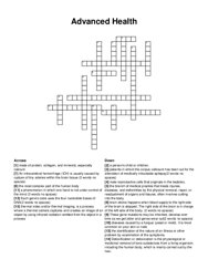 Advanced Health crossword puzzle