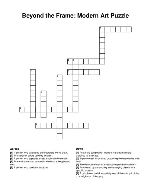 Beyond the Frame: Modern Art Puzzle Crossword Puzzle
