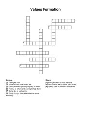 Values Formation crossword puzzle