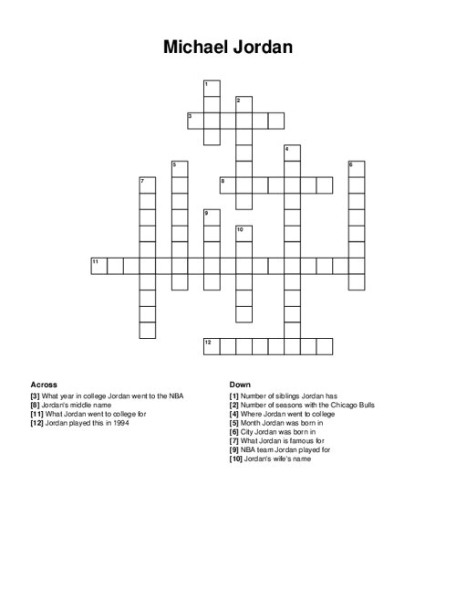 Michael Jordan Crossword Puzzle