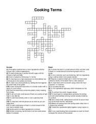 Cooking Terms crossword puzzle