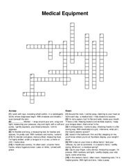 Medical Equipment crossword puzzle