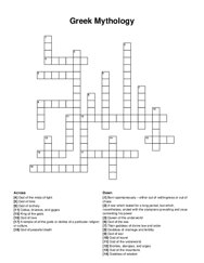 Greek Mythology crossword puzzle