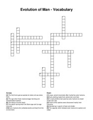 Evolution of Man - Vocabulary crossword puzzle