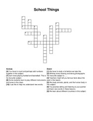 School Things crossword puzzle