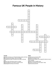 Famous UK People in History crossword puzzle
