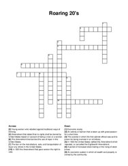 Roaring 20s crossword puzzle