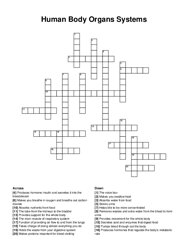 Human Body Organs Systems crossword puzzle