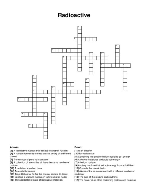 Radioactive Crossword Puzzle