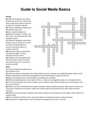 Guide to Social Media Basics crossword puzzle