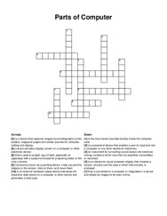 Parts of Computer crossword puzzle