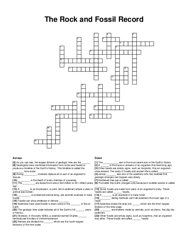 The Rock and Fossil Record crossword puzzle