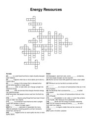 Energy Resources crossword puzzle