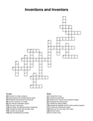 Inventions and Inventors crossword puzzle