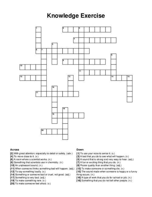 Knowledge Exercise Crossword Puzzle