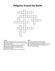 Religions Around the World crossword puzzle