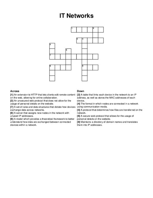 IT Networks Crossword Puzzle