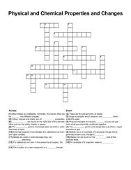 Physical and Chemical Properties and Changes crossword puzzle