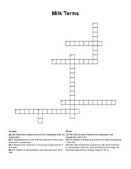 Milk Terms crossword puzzle