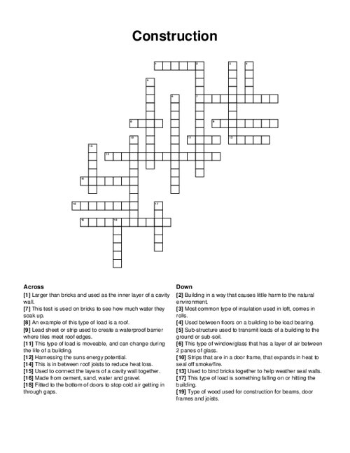 Construction Crossword Puzzle