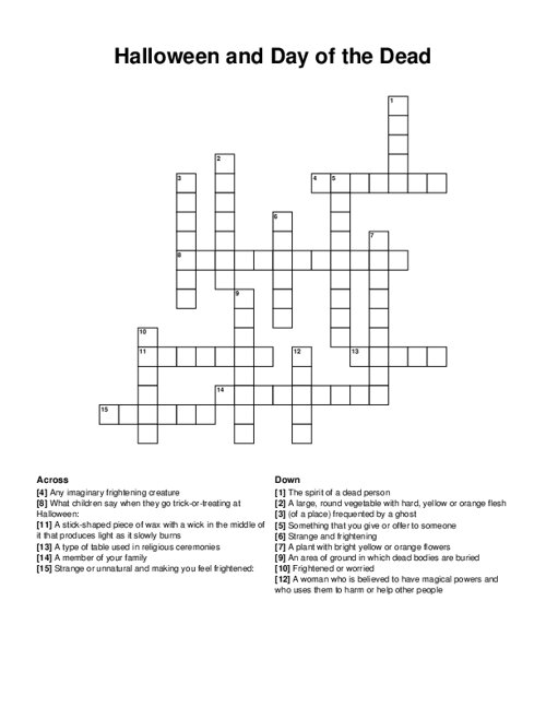 Halloween and Day of the Dead Crossword Puzzle