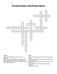 Conservation and Preservation crossword puzzle