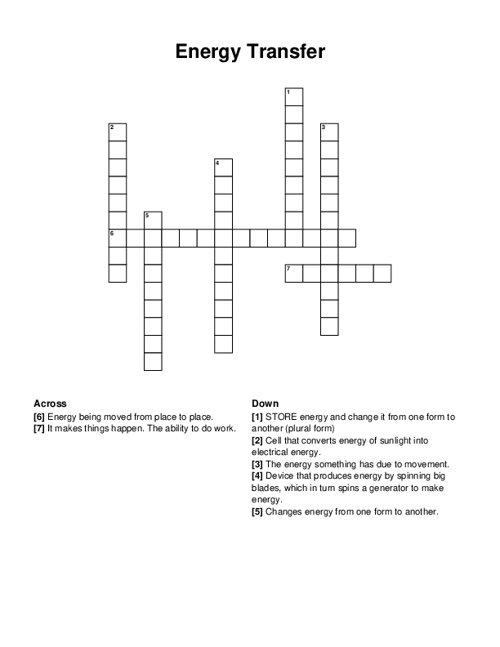 Energy Transfer Crossword Puzzle