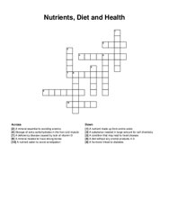 Nutrients, Diet and Health crossword puzzle