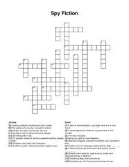 Spy Fiction crossword puzzle