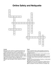 Online Safety and Netiquette crossword puzzle