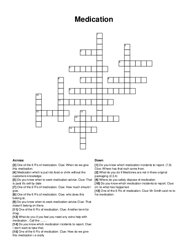 Medication crossword puzzle