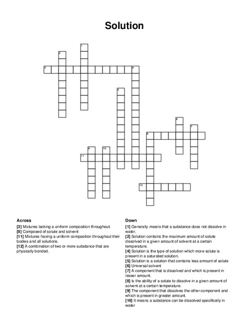 Solution Crossword Puzzle
