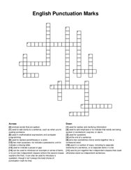 English Punctuation Marks crossword puzzle