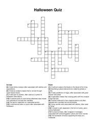 Halloween Quiz crossword puzzle