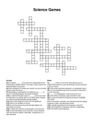 Science Games crossword puzzle