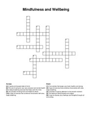 Mindfulness and Wellbeing crossword puzzle