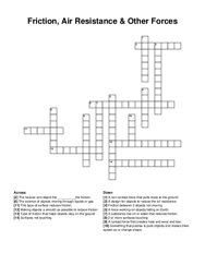 Friction, Air Resistance & Other Forces crossword puzzle