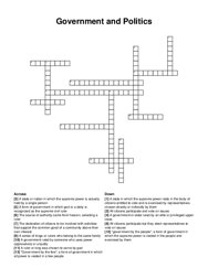 Government and Politics crossword puzzle