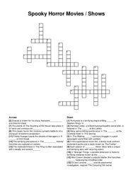 Spooky Horror Movies / Shows crossword puzzle